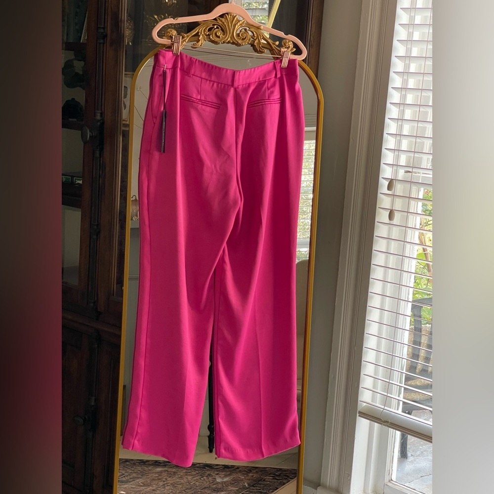 Rachel Zoe NWT Satin Hot Pink Trousers - Picture 3 of 12
